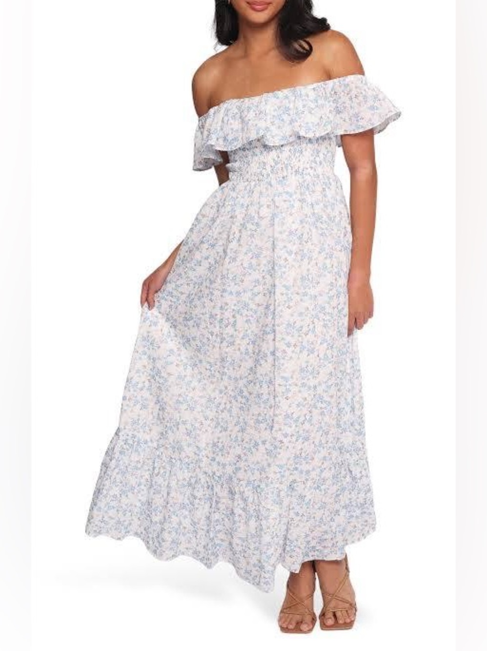 NWT Petal & Pup Priscilla Off The Shoulder 100% Cotton Maxi Dress - White - US S
